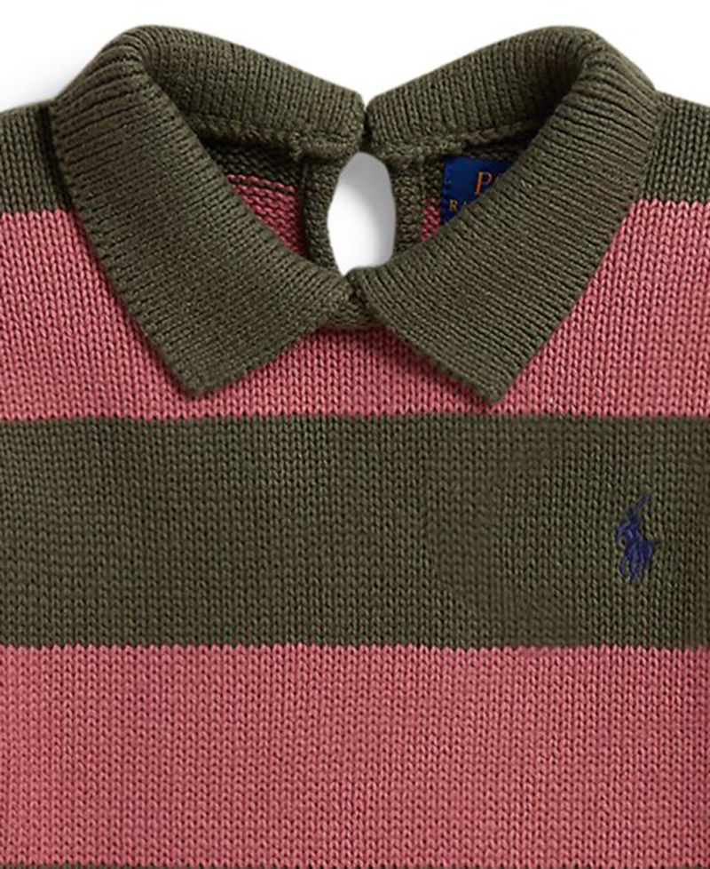 Girls' 2T-6X Striped Long-Sleeve Polo Sweater