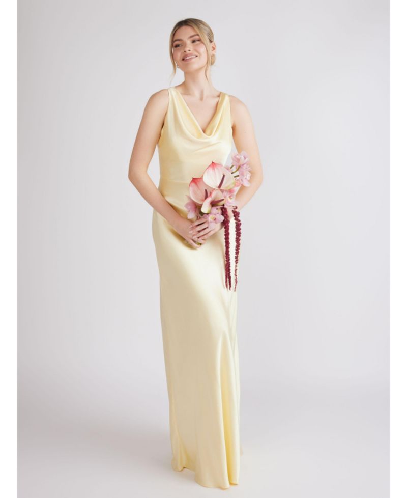 Women's Chiffon Bandeau Satin Maxi Dress