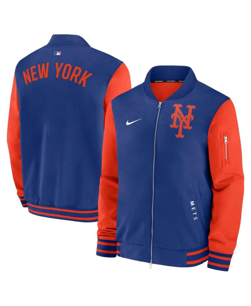 Men's Royal/Orange New York Mets Authentic Collection Dugout Full-Zip Bomber Jacket