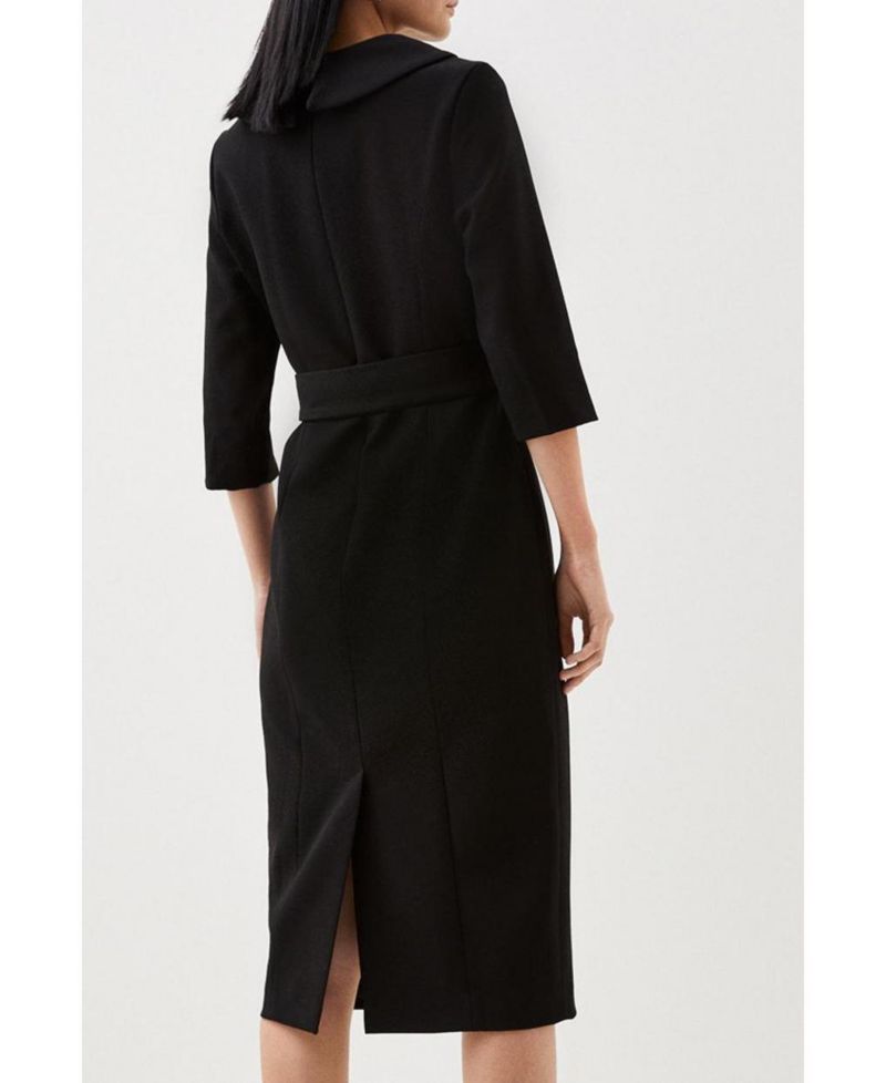 Women's Roll Neck Pencil Midi Dress
