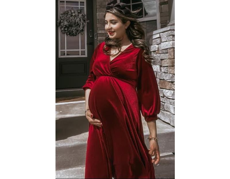Women's Green Velvet Wrap Front Babydoll Dress