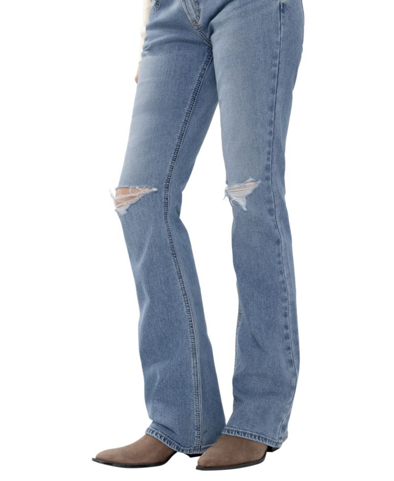 Women's Suki Low-Rise Distressed-Knees Bootcut Jeans