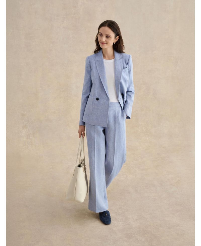 Women's Estella Mid-Rise Wide-Leg Linen Trousers