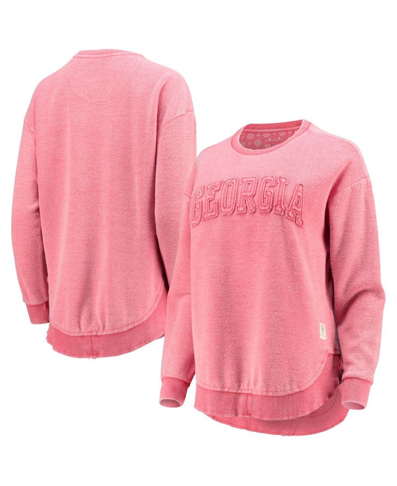 Women's Red Distressed Georgia Bulldogs Ponchoville Pullover Sweatshirt