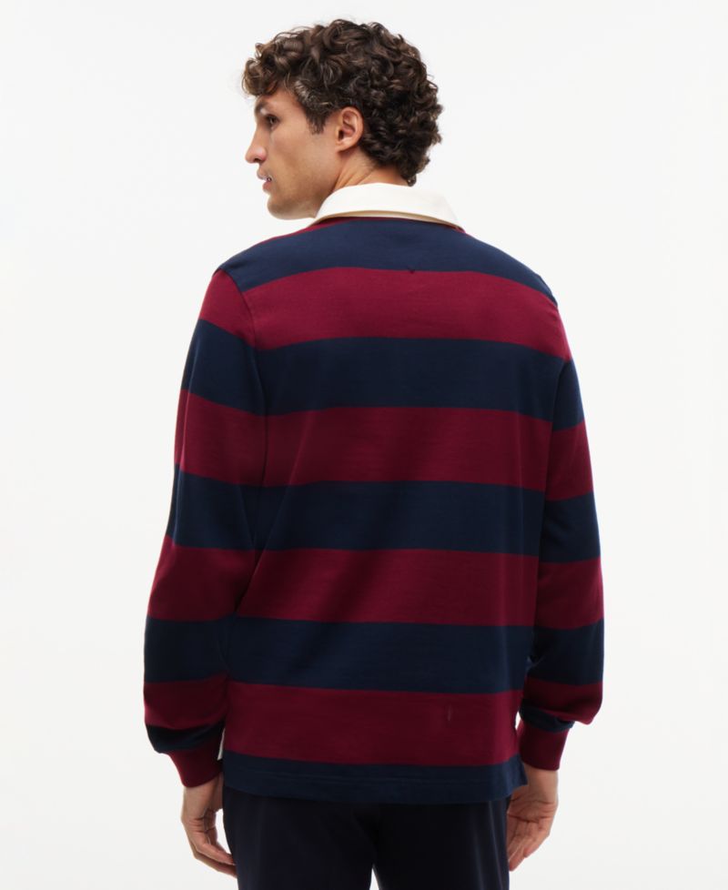 Men's Essential Stripe Rugby Long-Sleeve Polo Shirt