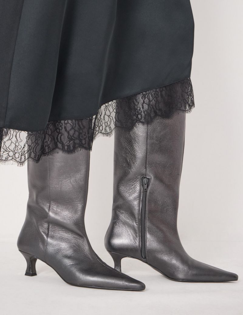 Women's Satin Asymmetric Lace Trim Skirt