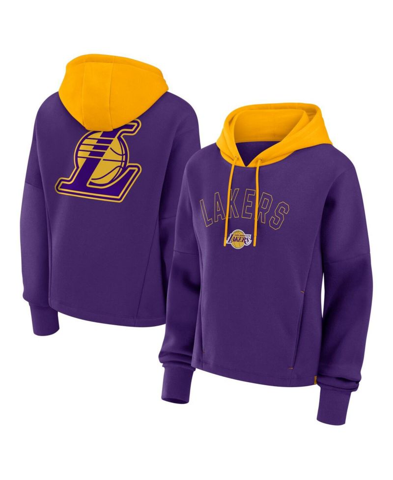 Women's Purple Los Angeles Lakers Post Up Boxy Pullover Hoodie
