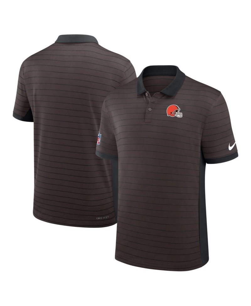 Men's Brown Cleveland Browns Sideline Victory Stripe Performance Polo Shirt