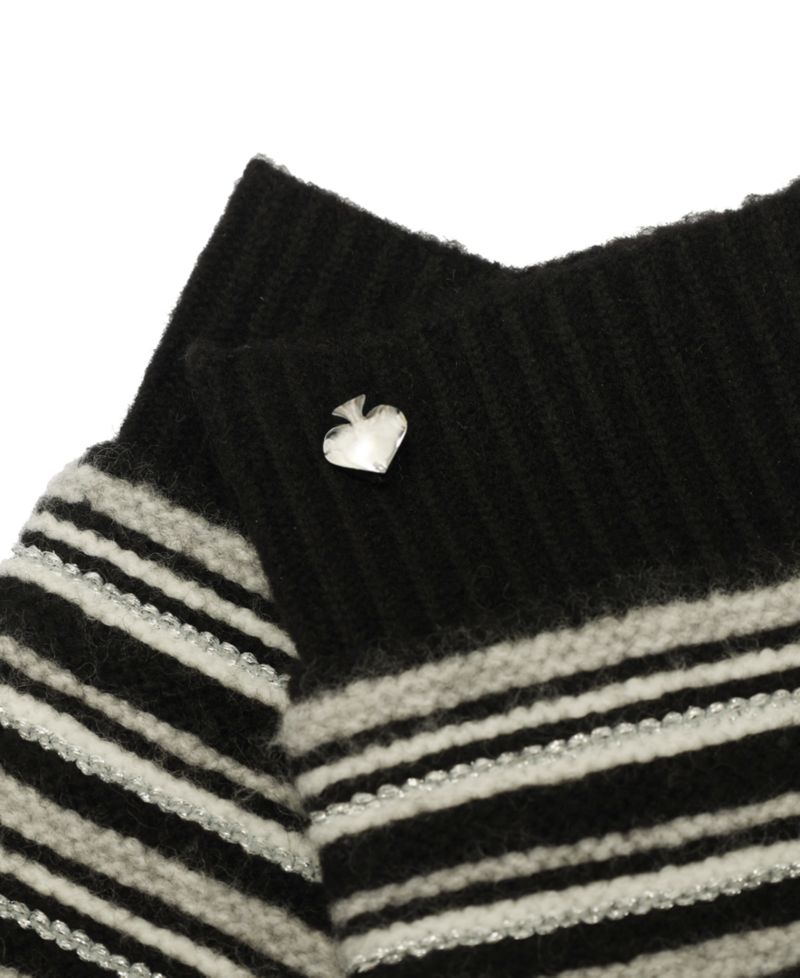 Women's Garter Stitch Stripe Gloves