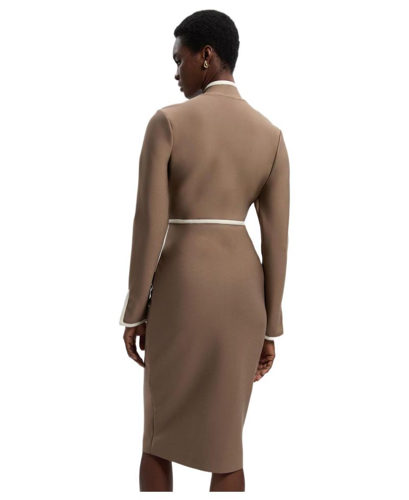Women's Bandage Military Piping Midi Dress