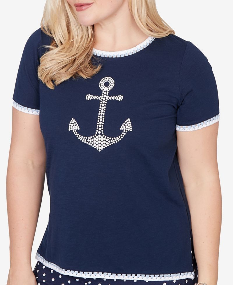Women's Port Side Mother of Pearl Anchor Graphic Top