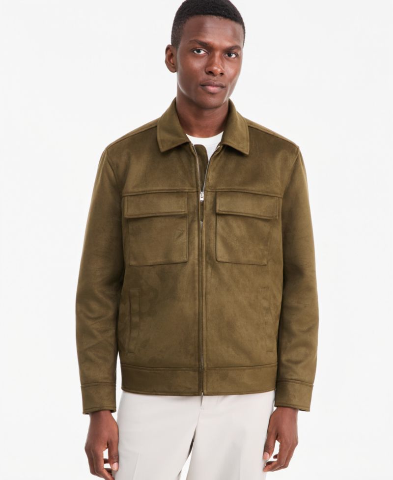 Men's Two Pocket Faux Suede Jacket