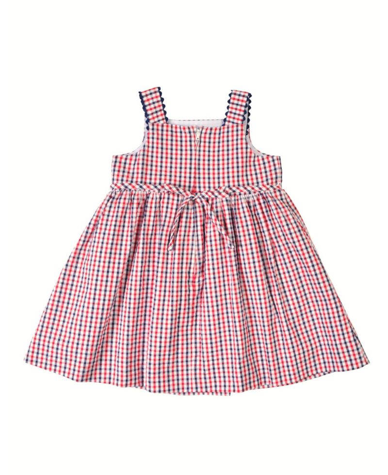 Big Girls Plaid Seersucker Dress With Flowers