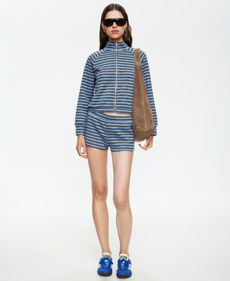 Women's Striped Funnel Neck Jacket