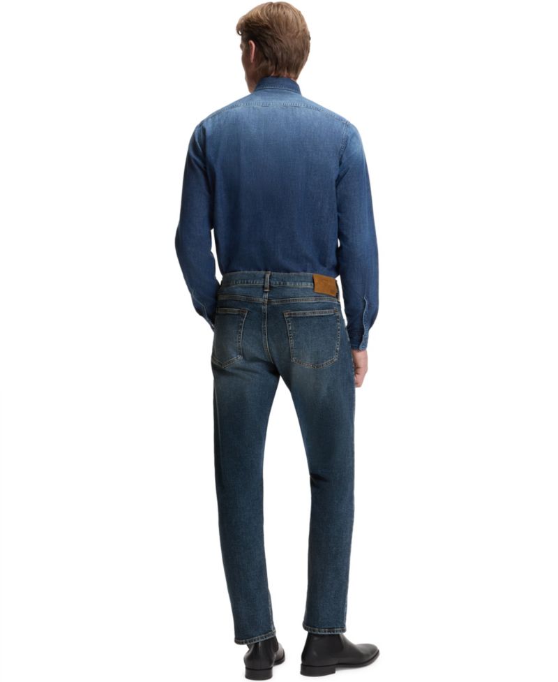 BECKHAM x BOSS Men's Blue Stretch Slim-Fit Denim Jeans