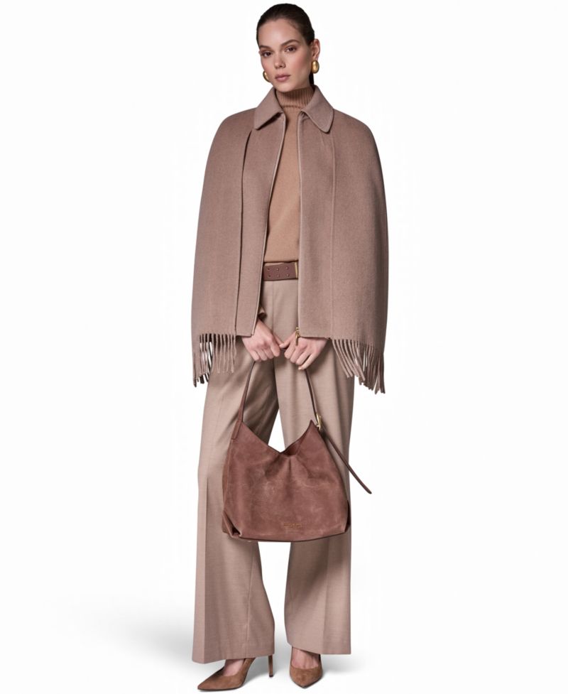 Women's Fringe Wool-Blend Cape Coat