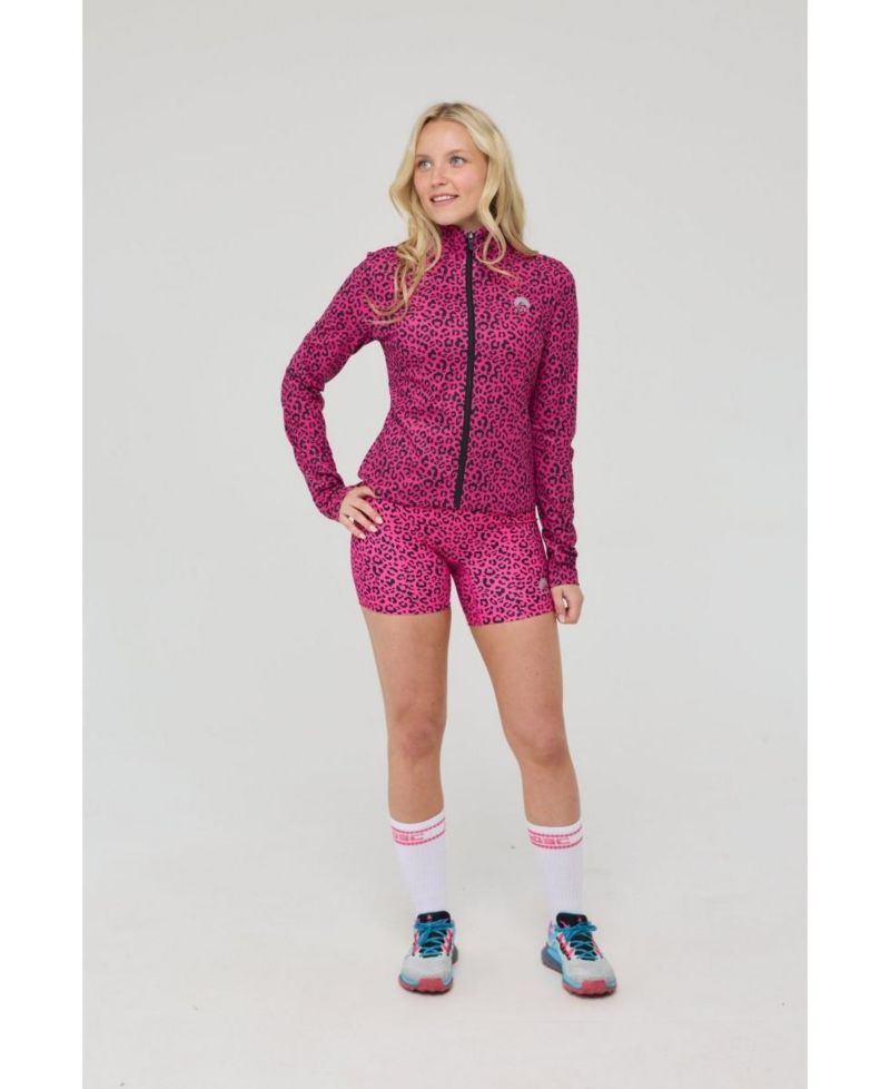 Women's Infinite Cropped Zipped Jacket - Pink Leopard
