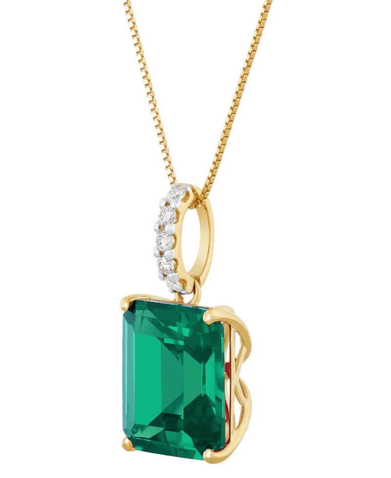 Lab Grown Sapphire (8-1/10 ct. t.w.) & Lab Grown Diamond 18" Pendant Necklace in 14k White Gold (Also in Ruby & Emerald)