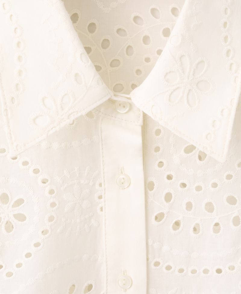 Women's Openwork Embroidery Cotton Shirt