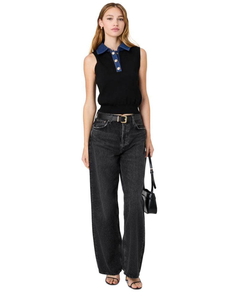 Women's Maxine Knit Denim Collar Sleeveless Sweater