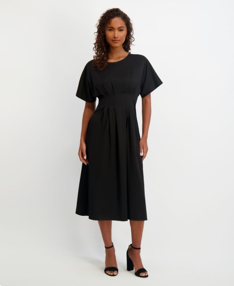 Women's Dolman-Sleeve Cinched-Waist Midi Dress