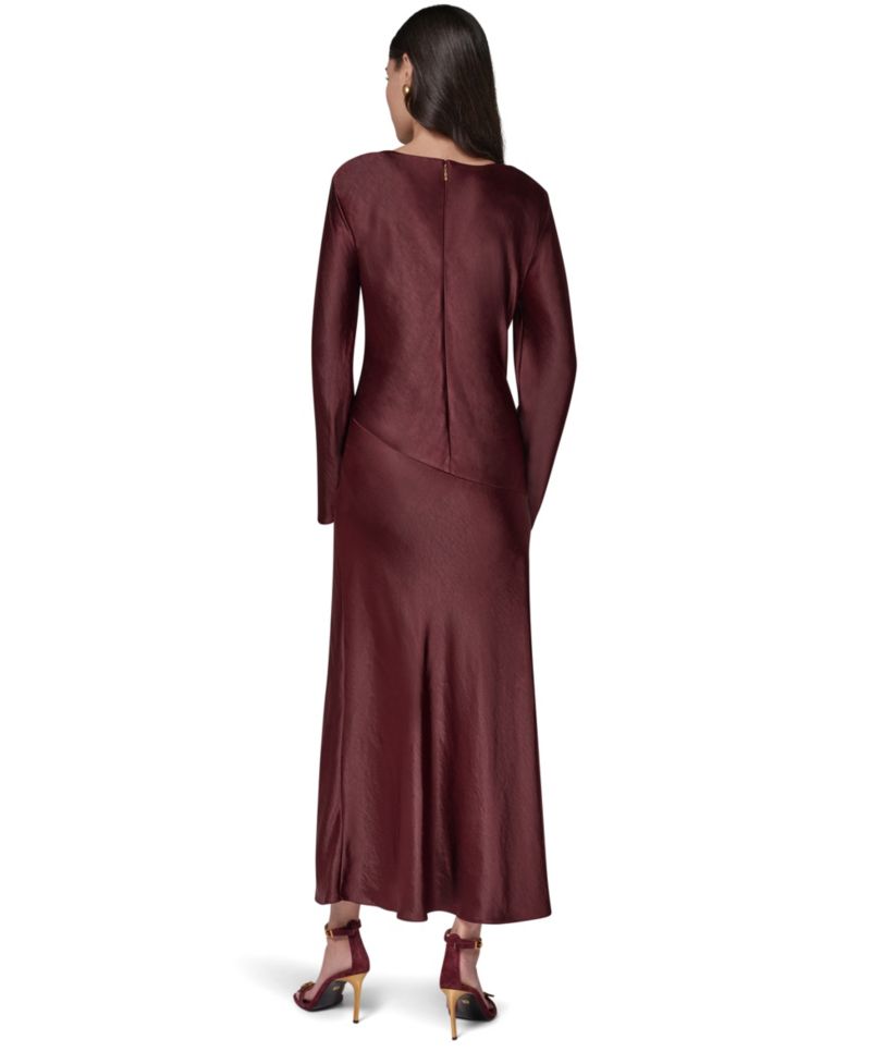 Women's Satin Cowl Neck A-Line Dress