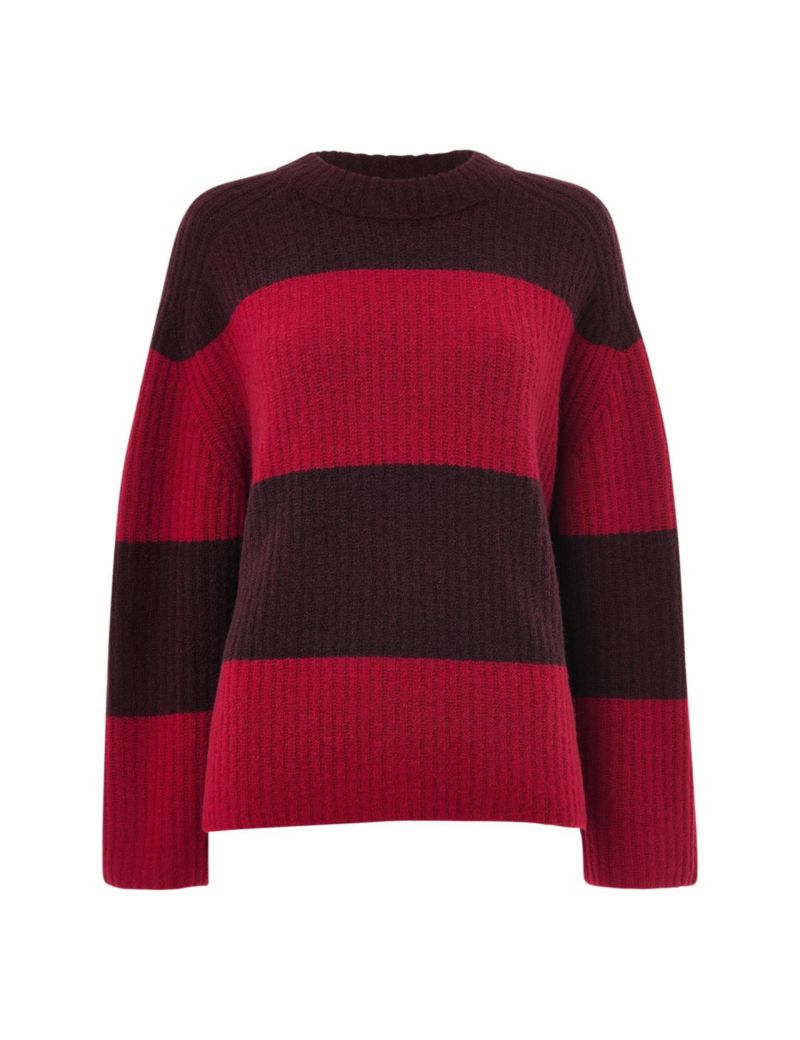 Women's Wool Mix Wide Stripe Knit Sweater