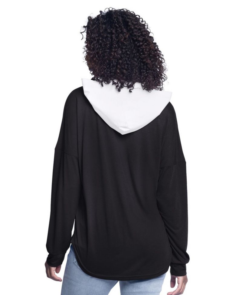 Women's Black Miami Heat Bench Player Oversized Long Sleeve Hoodie