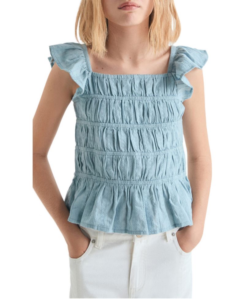 Women's Ruched Ruffled Blouse