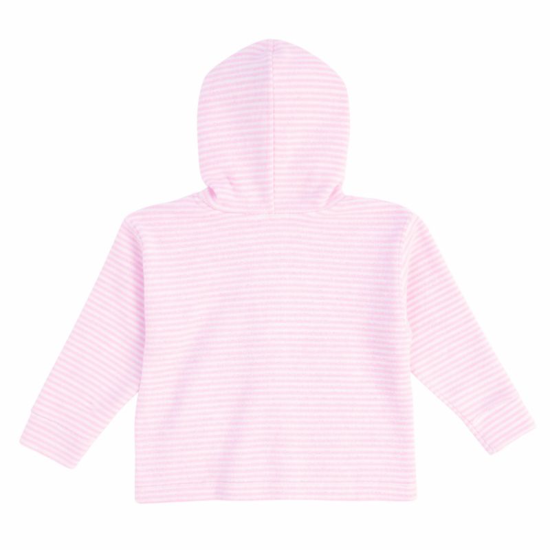Little Girl Stripe Terry Hoodie with Flower