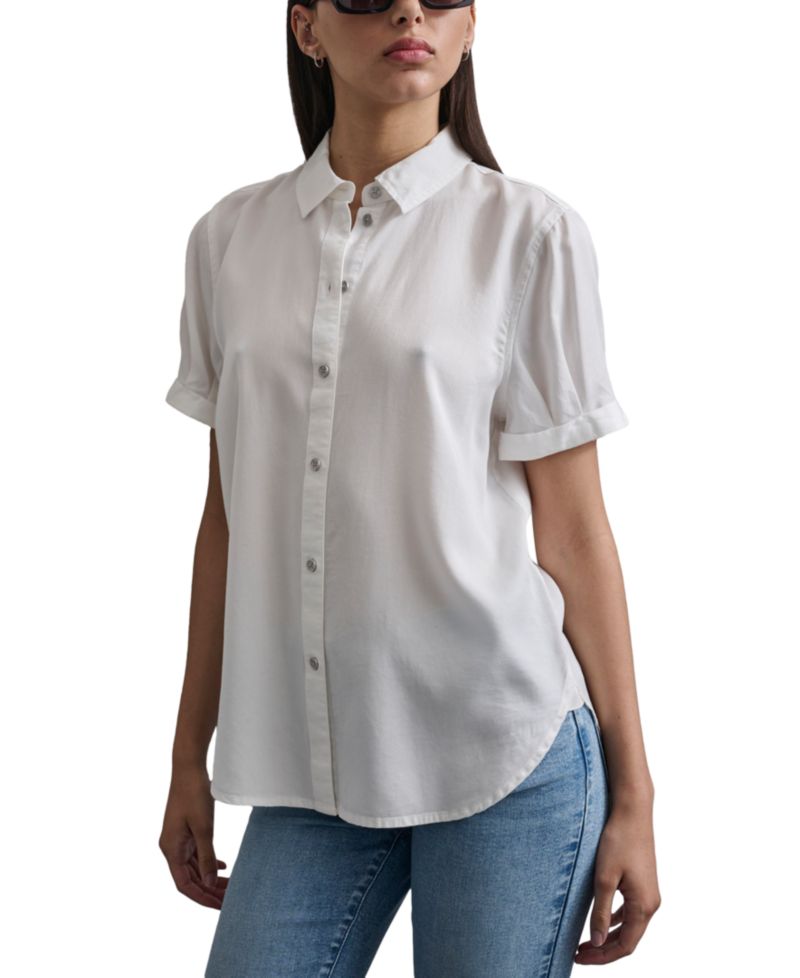 Petite Rolled Short-Sleeve Button-Up Shirt