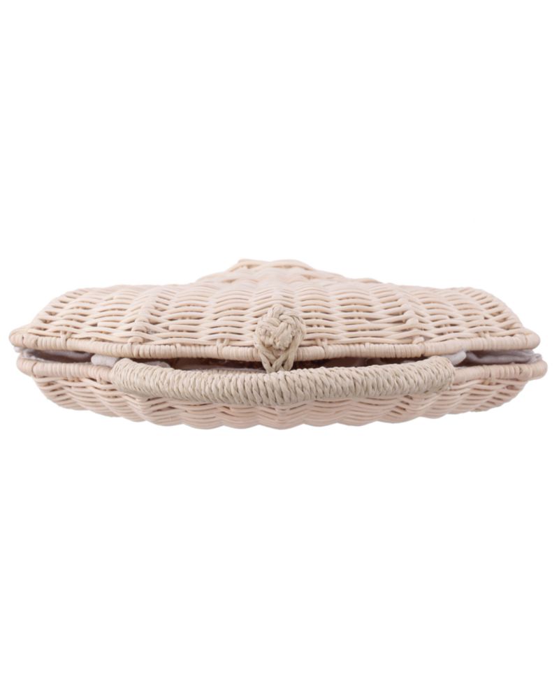 Rattan Shell Minaudiere Small Clutch Handbag