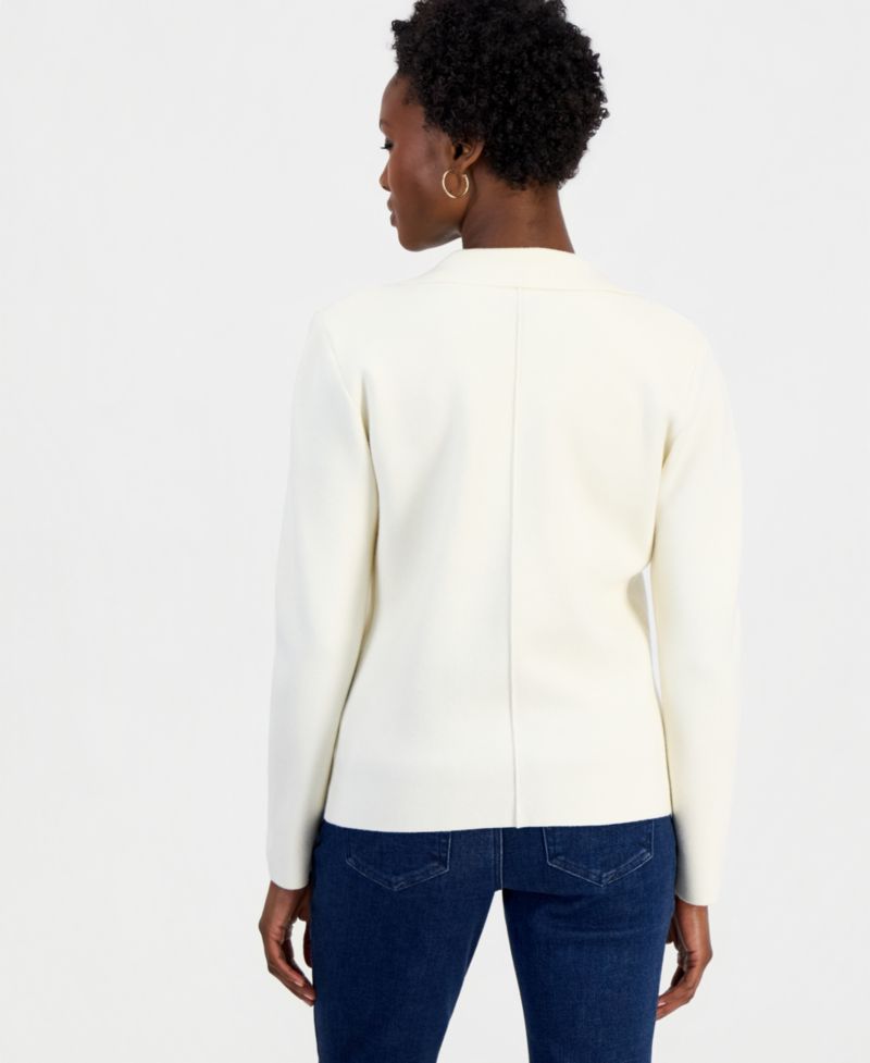 Petite Double-Breasted Patch Pocket Sweater