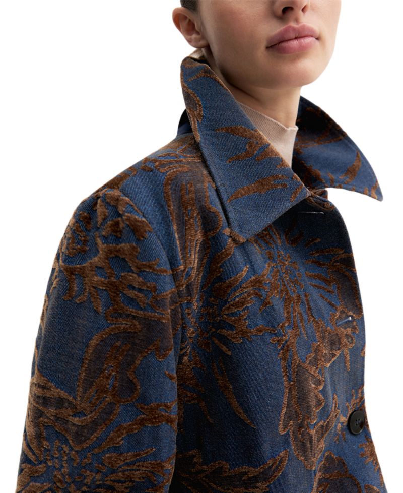 Women's Floral-Pattern Lined Denim Jacket