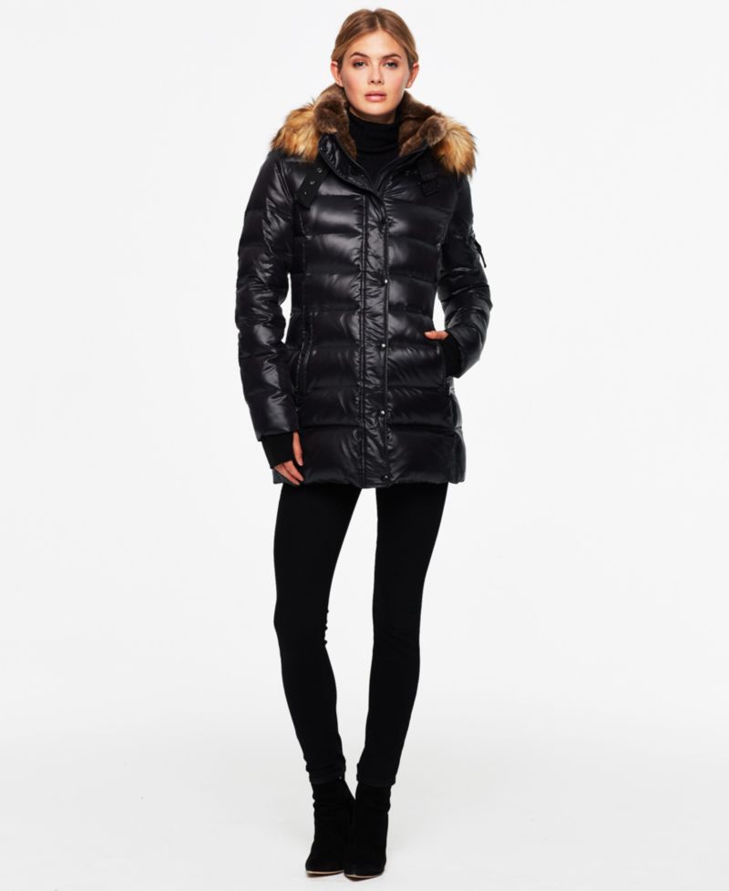 Women's Chelsea Faux-Fur-Trim Collar Hooded Puffer Coat