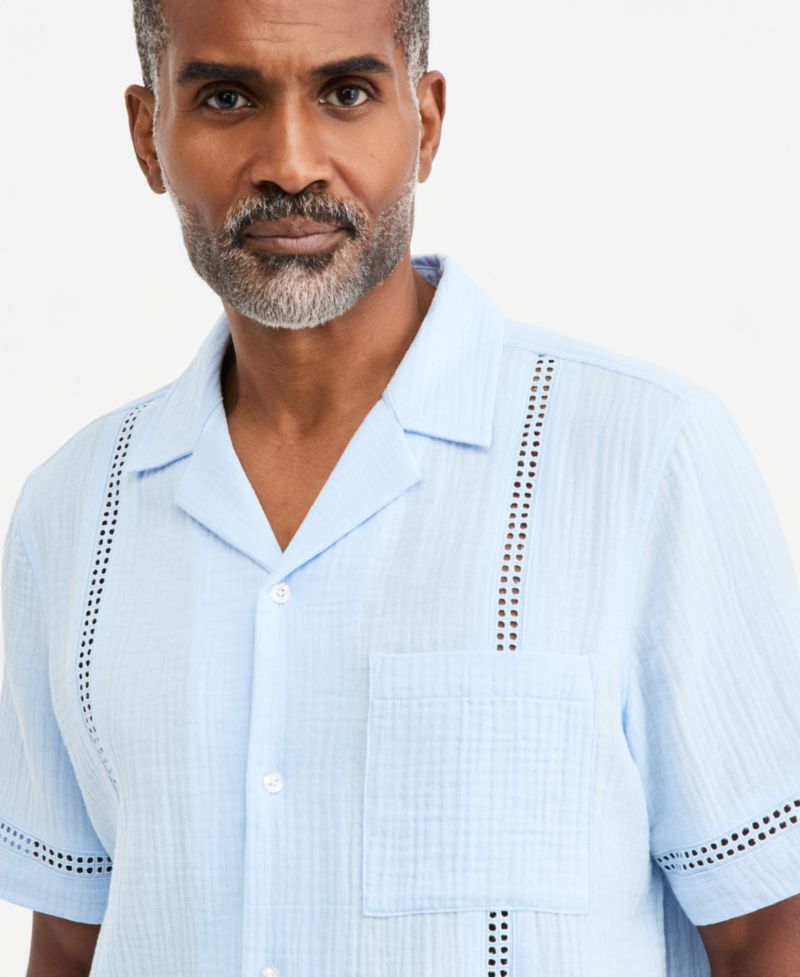Men's Gauze Camp Collar Short-Sleeve Shirt
