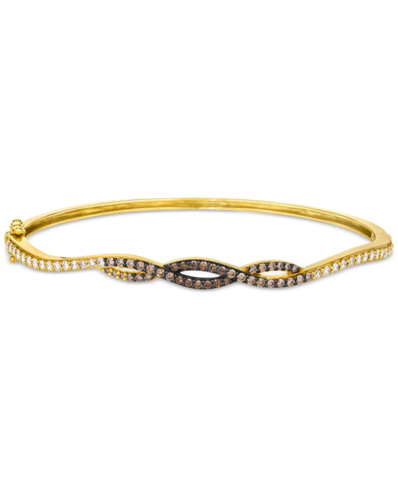 Ombr&eacute;® Chocolate Ombr&eacute; Diamond Crossover Bangle Bracelet (1 ct. t.w.) in 14k Gold