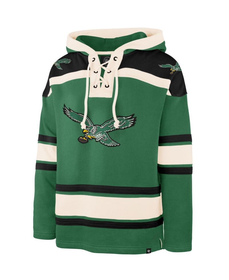 Men's Kelly Green Philadelphia Eagles Throwback Superior Lacer Hoodie