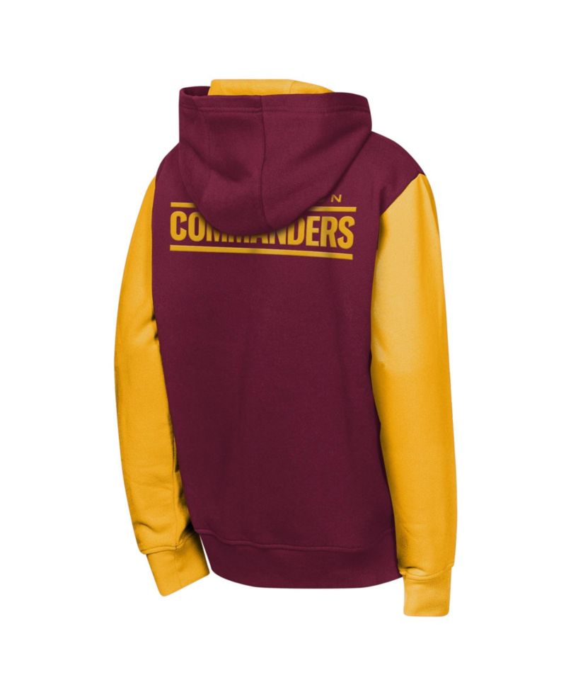 Big Boys and Girls Burgundy Washington Commanders Stadium Color block Full-Zip Hoodie