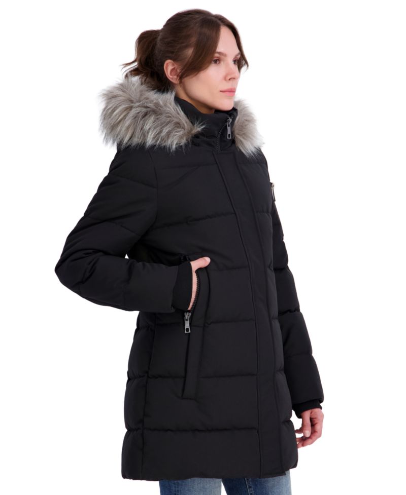 Women's Faux-Fur-Trim Hooded Puffer Coat