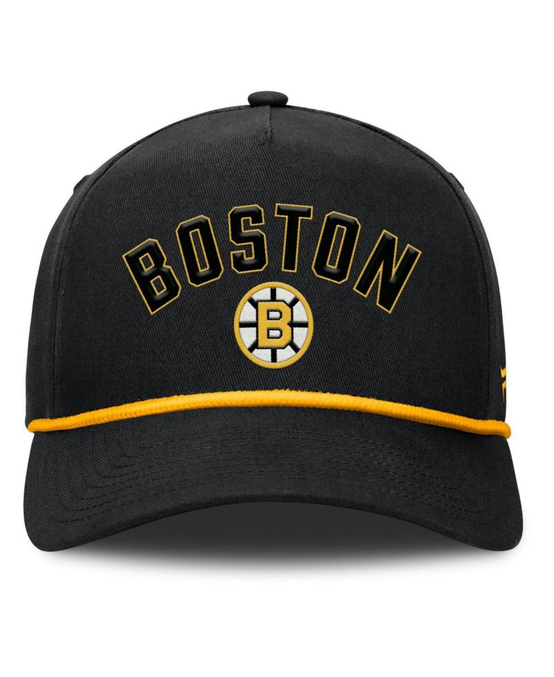 Men's Black Boston Bruins Decades Collection A-Frame Rope Adjustable Hat