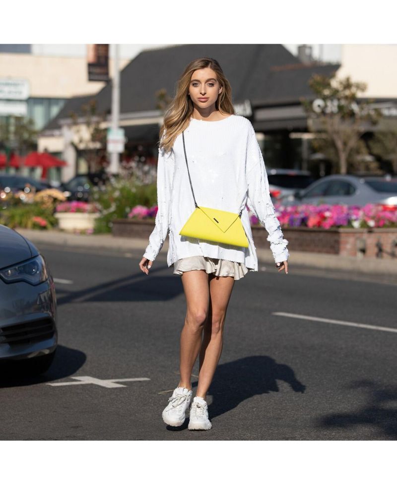 Yellow Purse Saffiano Leather Clutch Bag Unique Evening Purse Women's Handbag