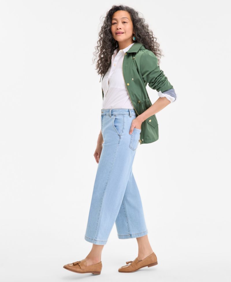 Petite High-Rise Wide-Leg Crop Jeans