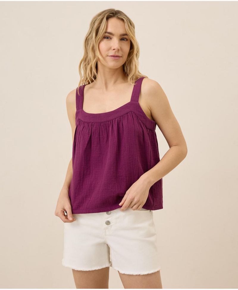 Women's Organic Cotton Coastal Double Gauze Square Neck Cami