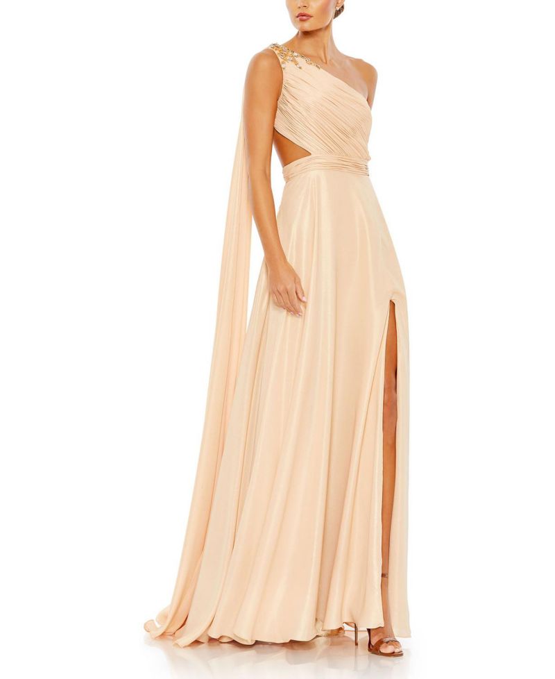 Women's Float One Shoulder Open Back Flowy Gown
