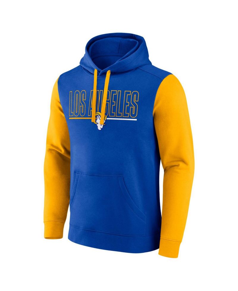 Men's Royal/Gold Los Angeles Rams Outline Pullover Hoodie