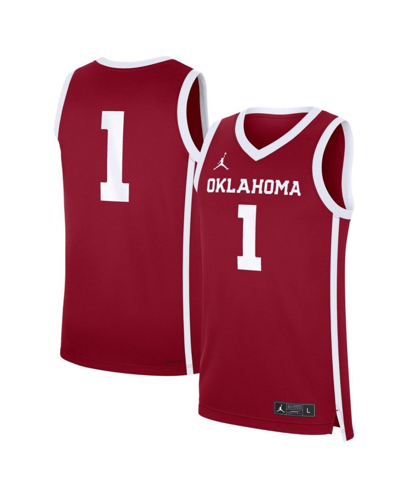 Men's Crimson Oklahoma Sooners 1 Road Replica Basketball Jersey