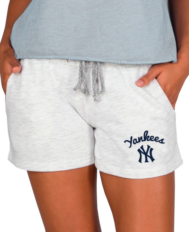 Women's Ash New York Yankees Mainstream French Terry Tri-Blend Shorts