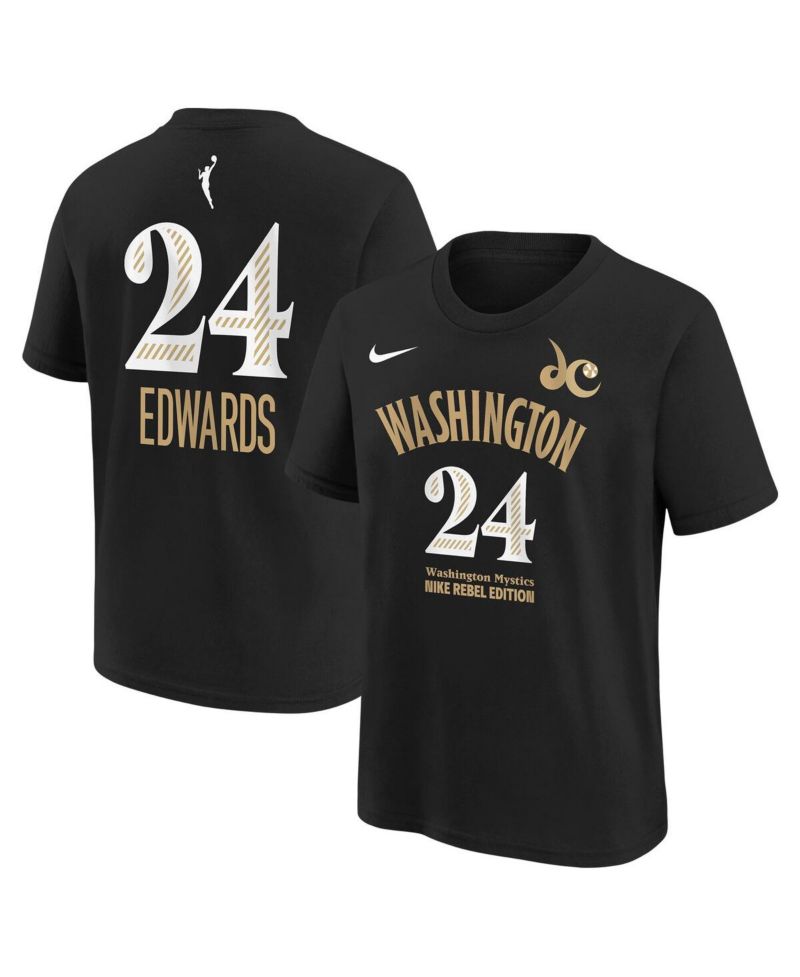 Big Boys and Girls Aaliyah Edwards Black Washington Mystics Draft Rebel Edition Name & Number T-Shirt