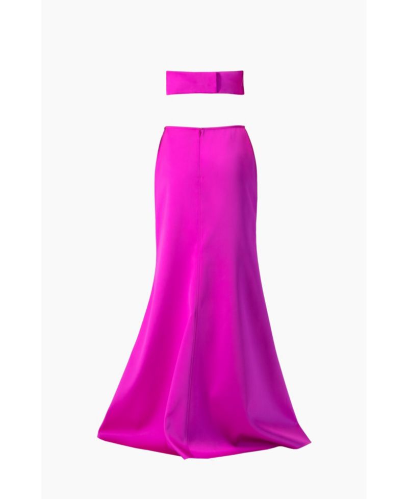 Women's Strapless Bow-Front Crop -Top Gown in Satin